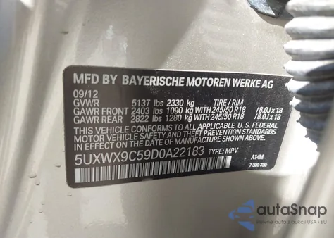 2013 BMW X3 xDrive28I из США, поврежденный, VIN 5UXWX9C59D0A22183